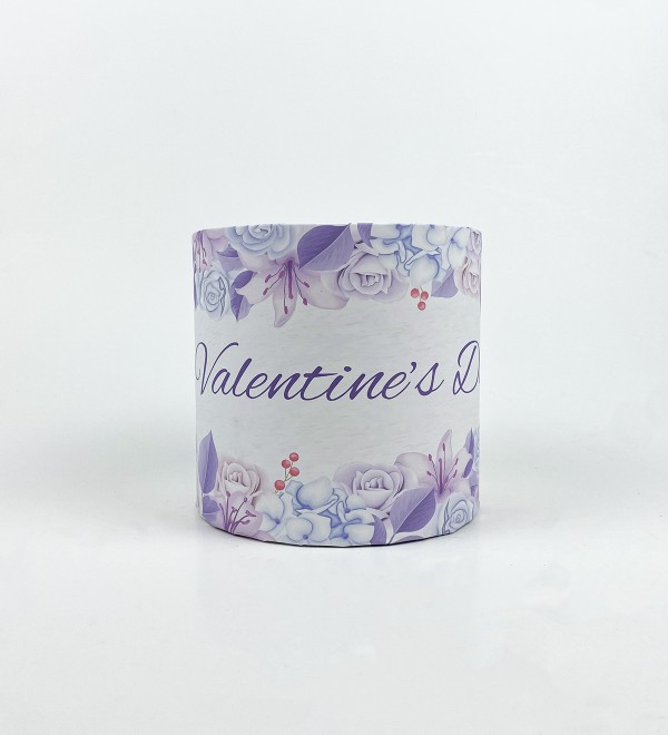 Коробочка кругла 15х15 "Valentine`s Day " фіолетові квіти