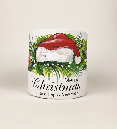 Коробка кругла 15х15 "Merry Christmas and Happy New Year" червона шапка Коробка кругла 15х15 "Merry Christmas and Happy New Year" червона шапка