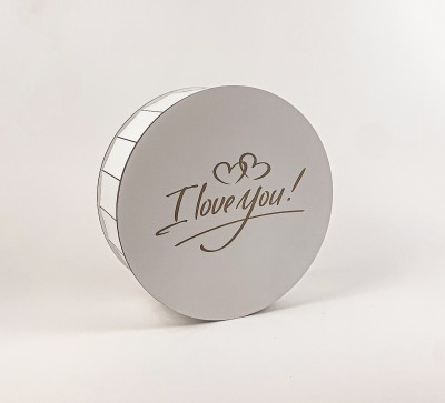 Коробка "I love you" з гравіювання кругла біла велика