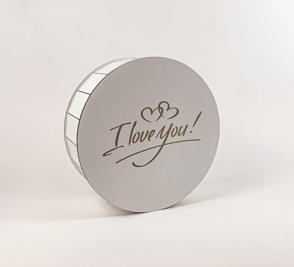 Коробка "I love you" з гравіювання кругла біла велика