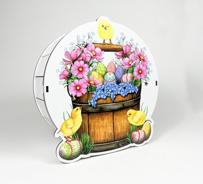 Коробка кругла "Курчатка з писанками та квітами" Коробка кругла "Курчатка з писанками та квітами"
