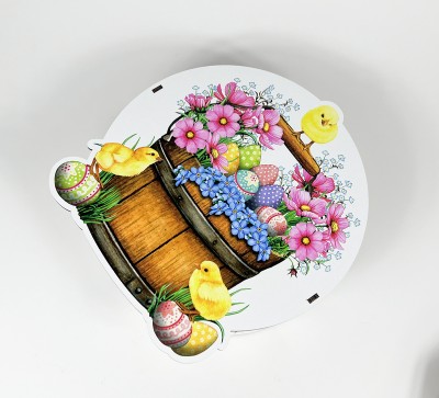 Коробка кругла "Курчатка з писанками та квітами" Коробка кругла "Курчатка з писанками та квітами"