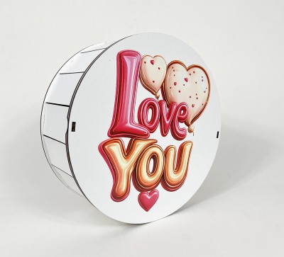 Коробка кругла "Love You" з сердечками