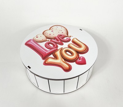 Коробка кругла "Love You" з сердечками