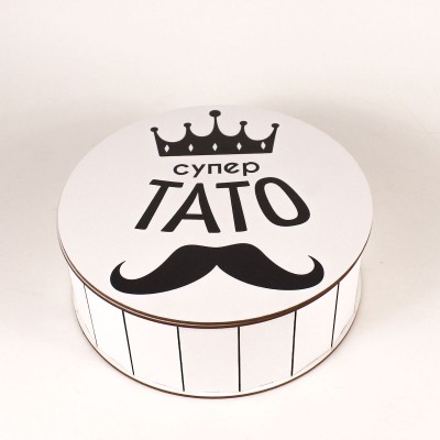 Коробка "Супер тато" кругла біла
