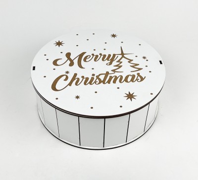Коробка кругла "Merry Christmas" з гравіюванням Коробка кругла "Merry Christmas" з гравіюванням