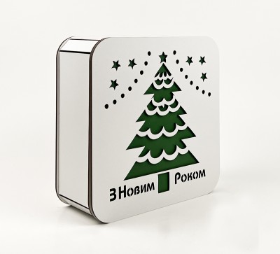 Коробка квадратна "З Новим Роком" ялинка