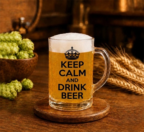 Кухоль "Keep Calm and Drink Beer"чорний принт 300 мл