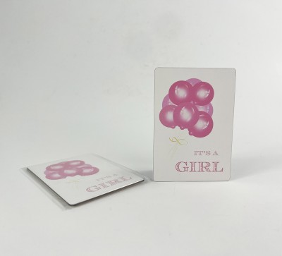 Паперова листівка "It`s a girl"повітряні рожеві кульки(в упаковці 3 шт)
