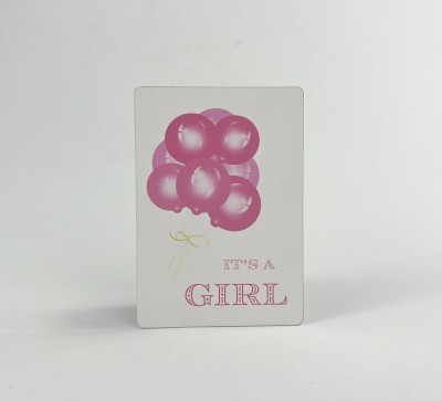 Паперова листівка "It`s a girl"повітряні рожеві кульки(в упаковці 3 шт)