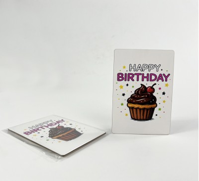 Паперова листівка "Happy birthday"кекс з вишенькою(в упаковці 3 шт) Паперова листівка "Happy birthday"кекс з вишенькою(в упаковці 3 шт)