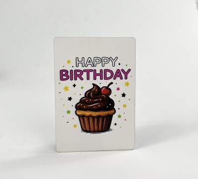 Паперова листівка "Happy birthday"кекс з вишенькою(в упаковці 3 шт) Паперова листівка "Happy birthday"кекс з вишенькою(в упаковці 3 шт)