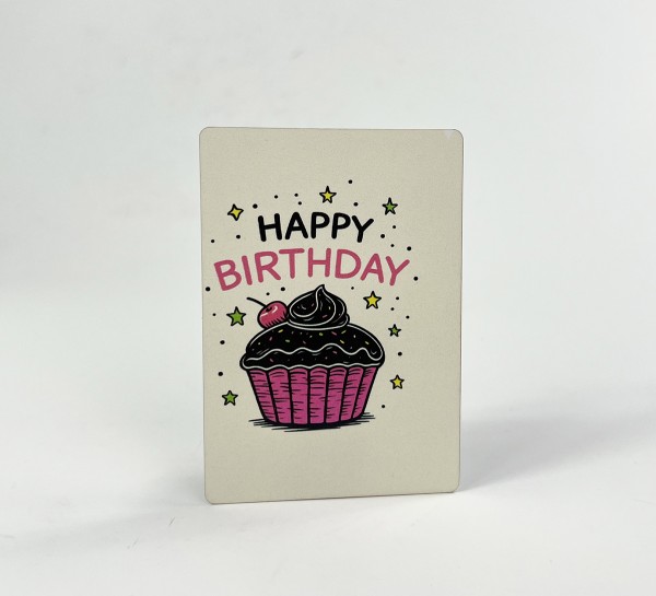 Паперова листівка "Happy birthday"капкейк з вишенькою(в упаковці 3 шт) Паперова листівка "Happy birthday"капкейк з вишенькою(в упаковці 3 шт)