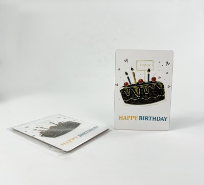 Паперова листівка "Happy birthday"торт(в упаковці 3 шт)