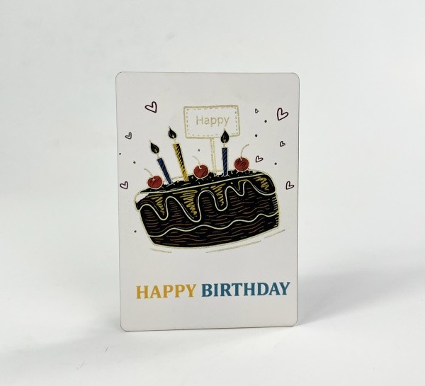 Паперова листівка "Happy birthday"торт(в упаковці 3 шт)