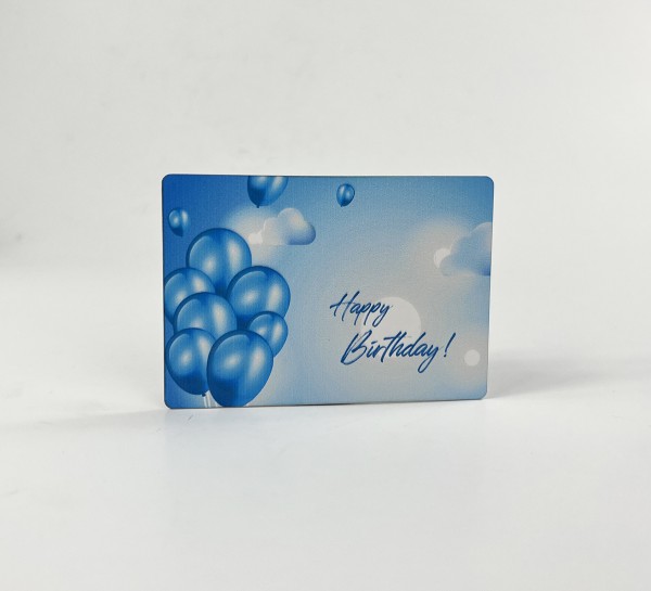 Паперова листівка "Happy birthday!"блакитні повітряні кульки(в упаковці 3 шт) Паперова листівка "Happy birthday!"блакитні повітряні кульки(в упаковці 3 шт)