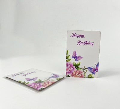 Паперова листівка "Happy birthday"метелики,квіти(в упаковці 3 шт) Паперова листівка "Happy birthday"метелики,квіти(в упаковці 3 шт)