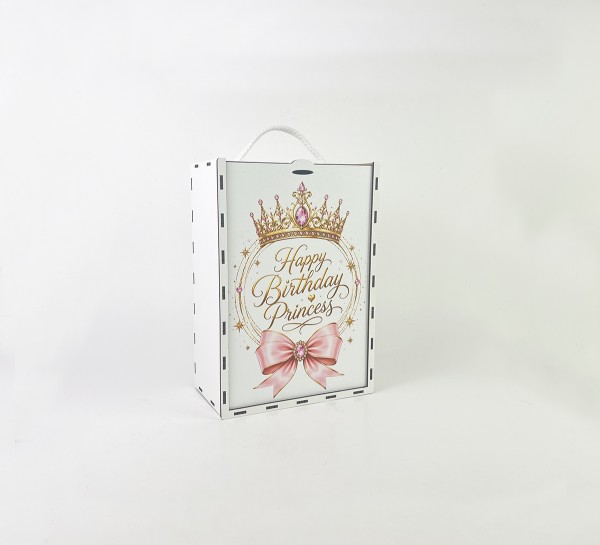 Коробка-пенал з висувною кришкою "Happy Birthday Princess"вертикальна маленька