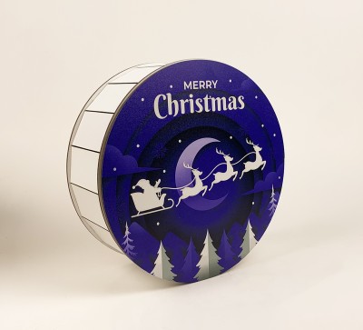 Коробочка кругла "Merry Christmas" нічні олені