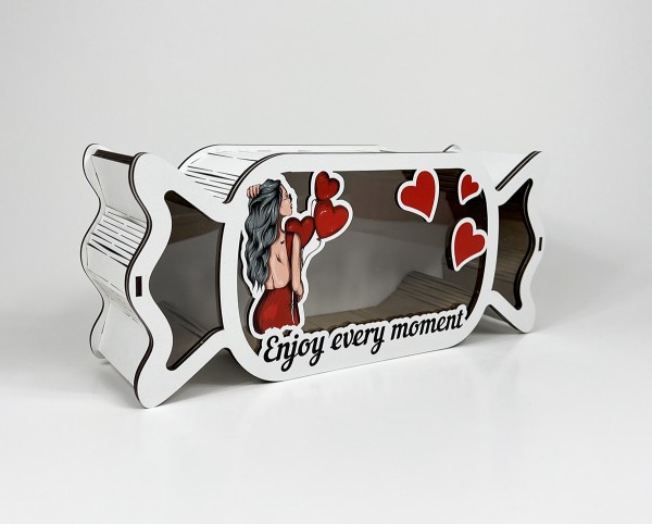 Коробка у формі цукерки "Enjoy every moment " Коробка у формі цукерки "Enjoy every moment "