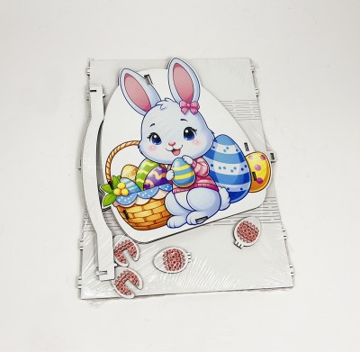 Великодній кошик "Кролик з кольоровими писанками " маленький самозбірний Великодній кошик "Кролик з кольоровими писанками " маленький самозбірний