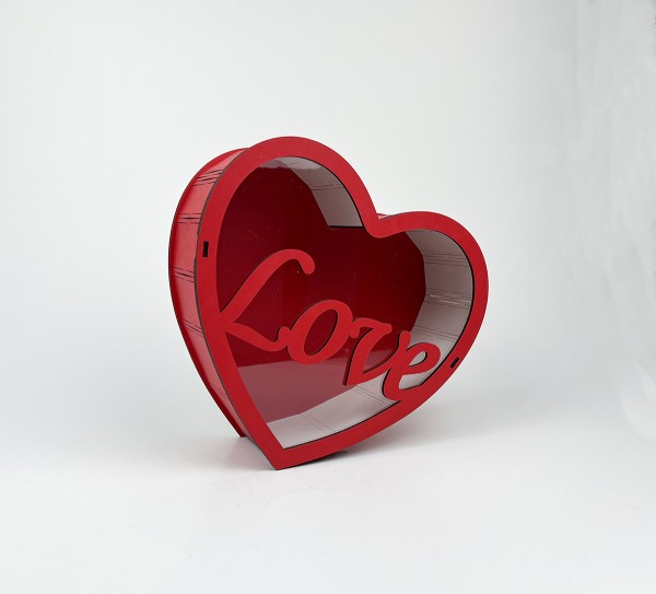 Коробка червона серце "Love " з прозорою кришкою 3 Коробка червона серце "Love " з прозорою кришкою 3