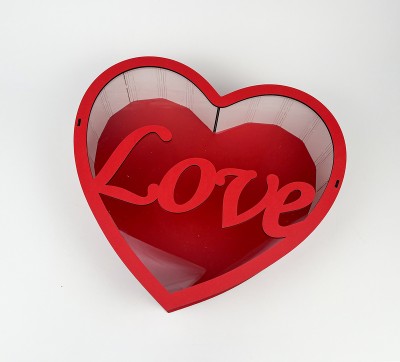 Коробка червона серце "Love " з прозорою кришкою 4 Коробка червона серце "Love " з прозорою кришкою 4