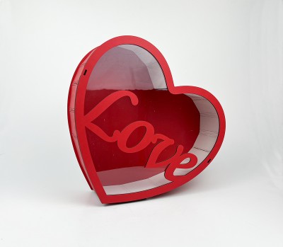 Коробка червона серце "Love " з прозорою кришкою 4 Коробка червона серце "Love " з прозорою кришкою 4