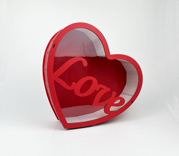 Коробка червона серце "Love " з прозорою кришкою 4 Коробка червона серце "Love " з прозорою кришкою 4