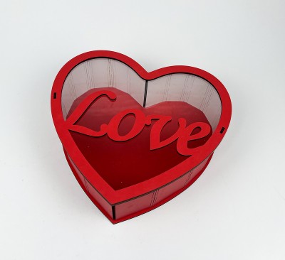 Коробка червона серце "Love " з прозорою кришкою 3 Коробка червона серце "Love " з прозорою кришкою 3