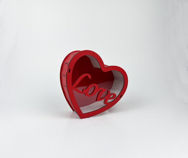 Коробка червона серце "Love " з прозорою кришкою 2 Коробка червона серце "Love " з прозорою кришкою 2