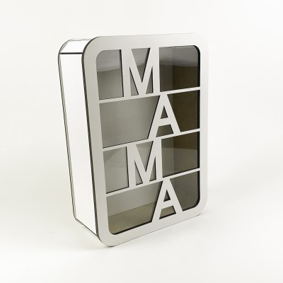 Коробка з прозорою кришкою "Мама" прямокутна біла