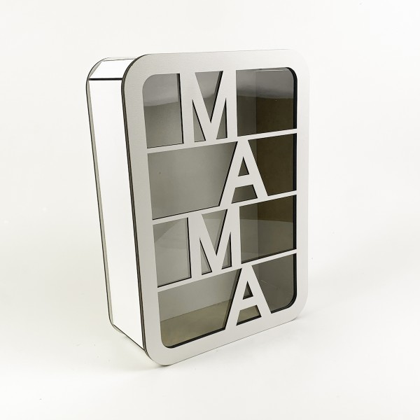 Коробка з прозорою кришкою "Мама" прямокутна біла