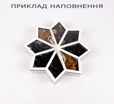 Коробка біла з прозорою кришкою восьмигранна Коробка біла з прозорою кришкою восьмигранна