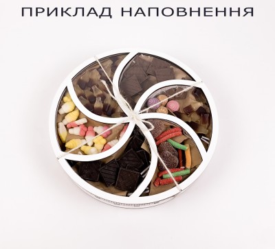 Коробка біла з прозорою кришкою еліпс на 6 відділень