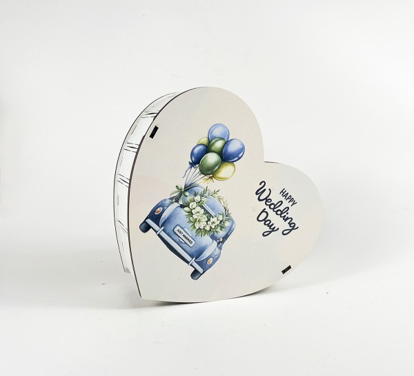 Коробка серце "Happy wedding day" 2 Коробка серце "Happy wedding day" 2