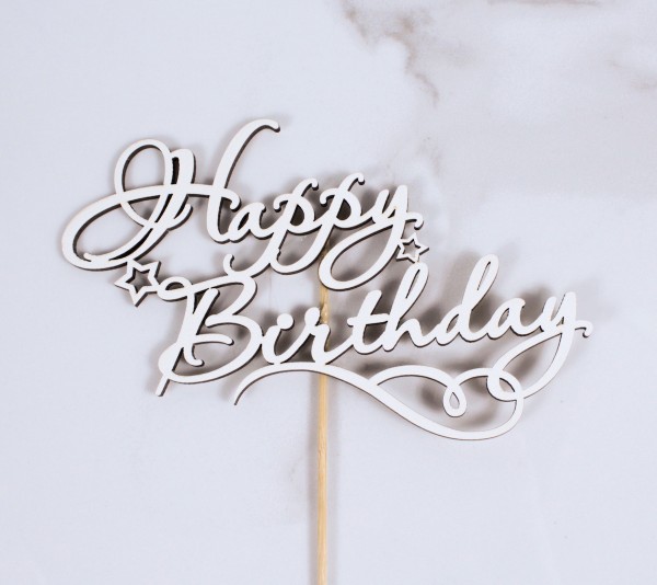 Топпер "Happy birthday" ажур 16х11 см.