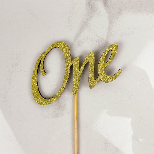 Топпер "One"  глітер золотий 8,5х6 см.