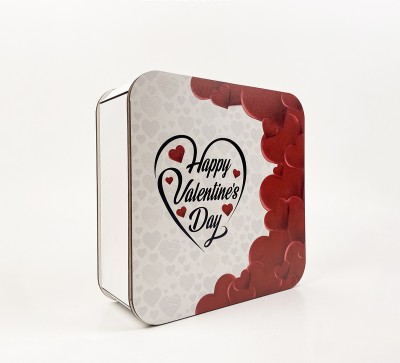 Коробочка квадратна чорне серце  "Happy Valentine`s day " 