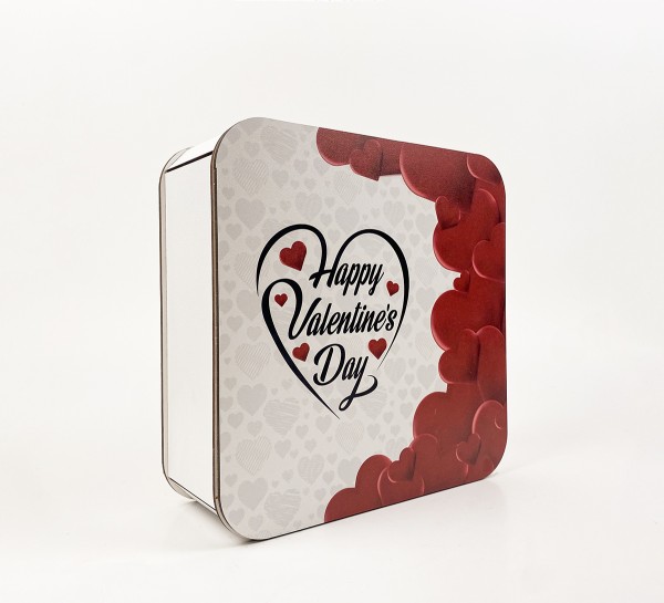 Коробочка квадратна чорне серце  "Happy Valentine`s day " 