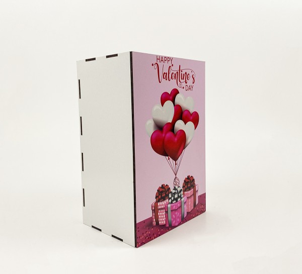 Коробочка прямокутна "Happy Valentine`s day " серця з подарунками