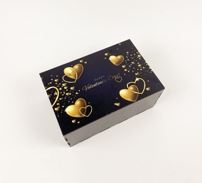 Коробочка прямокутна чорна  "Happy Valentine's Day" 