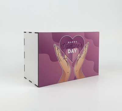 Коробочка прямокутна "Happy Valentine's Day"  фіолетова