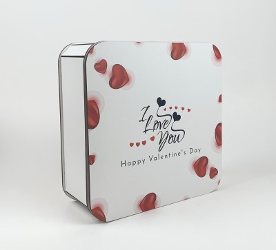Коробочка квадратна біла "I love you, Happy Valentine's Day"