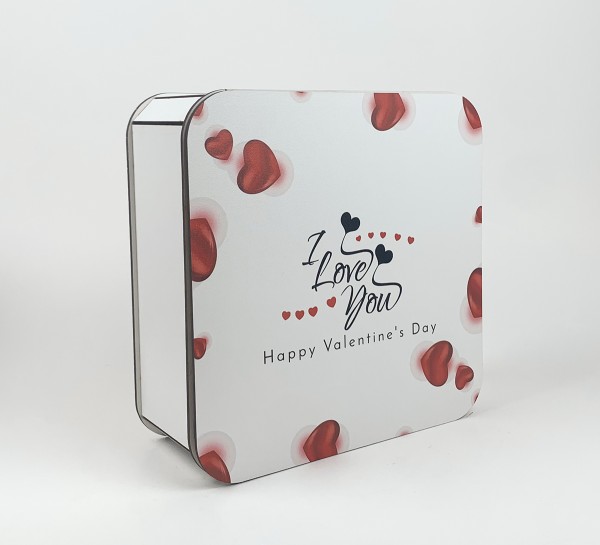 Коробочка квадратна біла "I love you, Happy Valentine's Day"