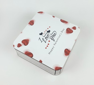 Коробочка квадратна біла "I love you, Happy Valentine's Day"