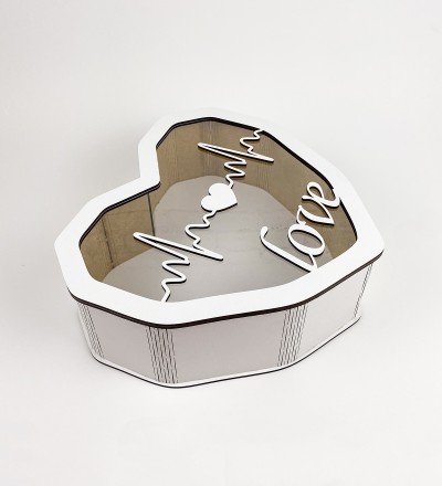 Коробка серце з прозорою кришкою "Love серцевий ритм " велика Коробка серце з прозорою кришкою "Love серцевий ритм " велика