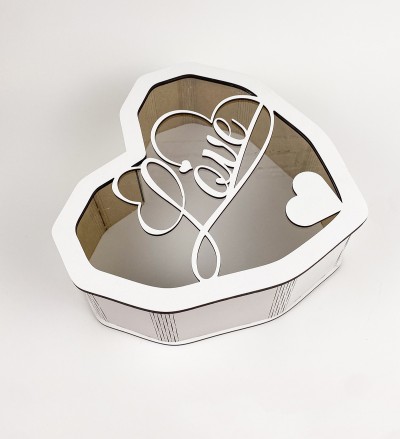 Коробка серце з прозорою кришкою "Love " серце велика Коробка серце з прозорою кришкою "Love " серце велика