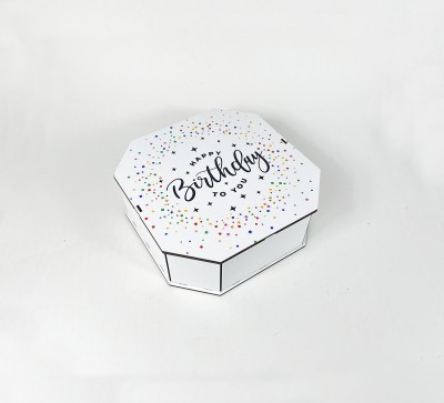 Коробка восьмикутна,біла "Happy Birthday to You"1