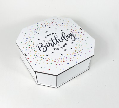 Коробка восьмикутна,біла "Happy Birthday to You"4